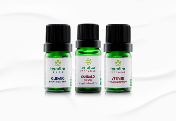 Kit de Óleos Essenciais Yogini Yoga e Meditação - Óleos Sagrados de Olíbano, Sândalo, Vetiver